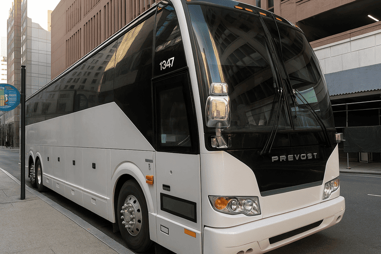 a Pflugerville Charter Bus coach bus