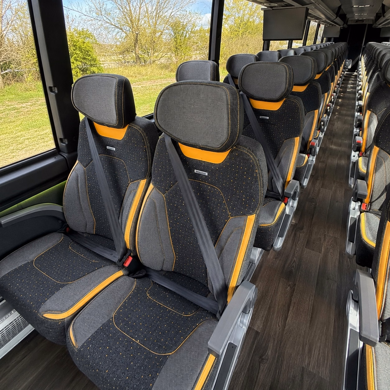 56 passenger charter bus inside